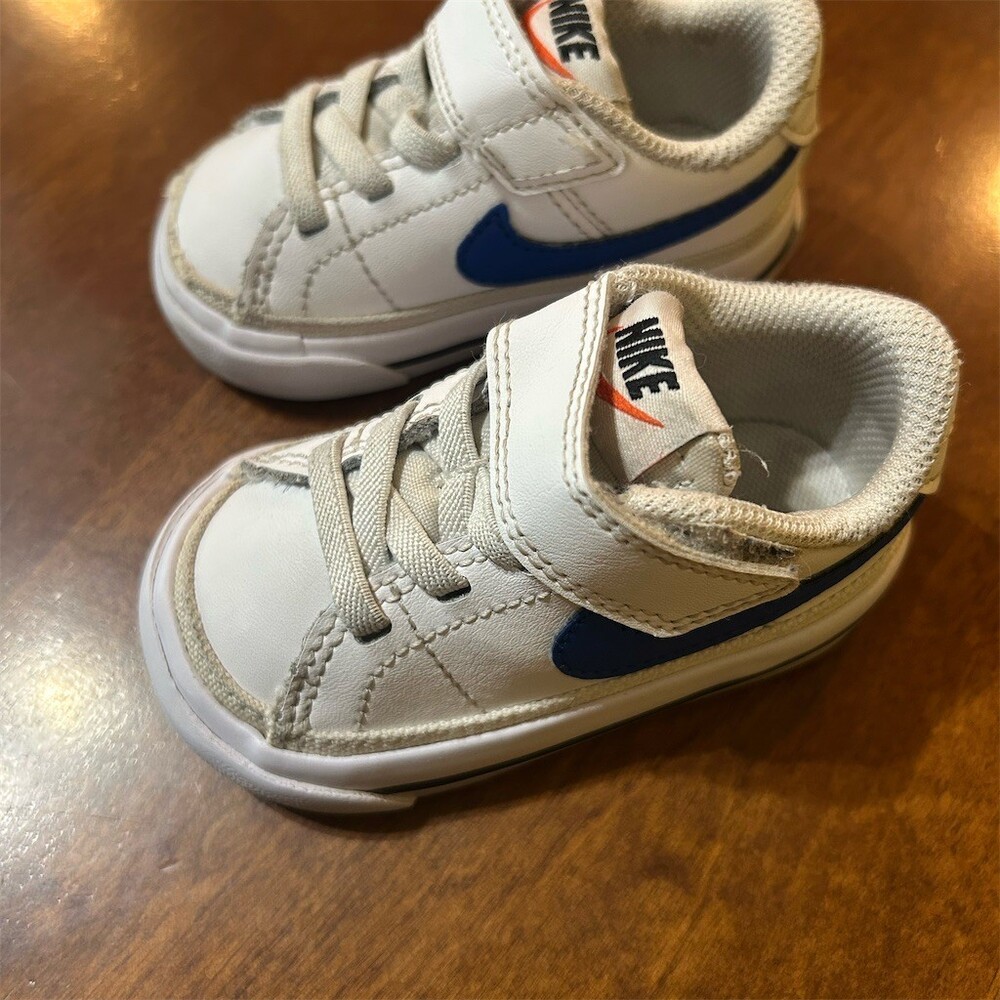 Nike Court Legacy Toddler Sneakers White Blue Hook & Loop Size 3C